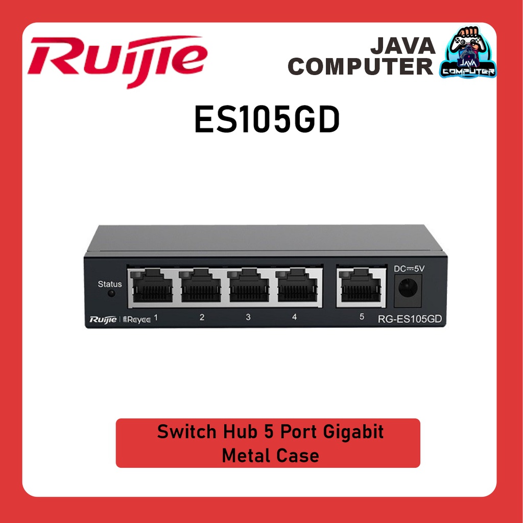 Ruijie RG-ES105GD Switch Hub 5 Port Gigabit Metal Case