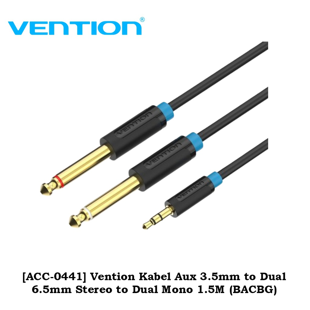 Vention Kabel Aux 3.5mm to Dual 6.5mm Stereo to Dual Mono 1.5M (BACBG)