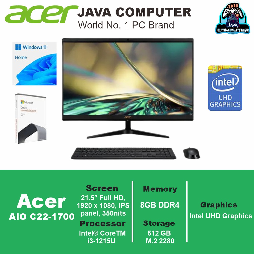 Acer Aspire AIO C22-1700 D20W4 i3-1215U/8GB/512GB SSD/21.5&quot; FHD/W11+OHS