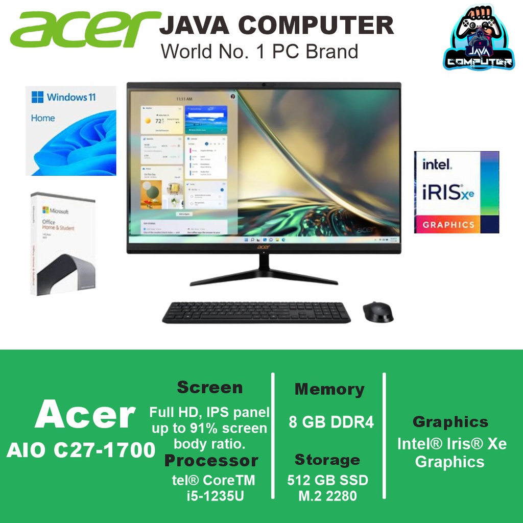 Acer Aspire AIO C27-1700 D21W2 i5-1235U/8GB/512GB SSD/27.0&quot; FHD/W11+OHS/Black