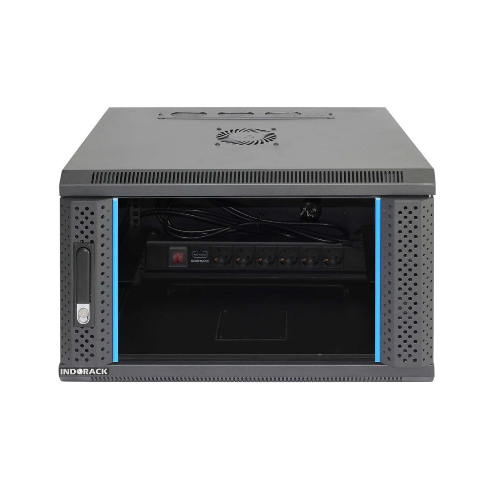 Indorack Rack Server 6U WIR4506S 450MMx600MM Wallmount Rack Single Glass Door
