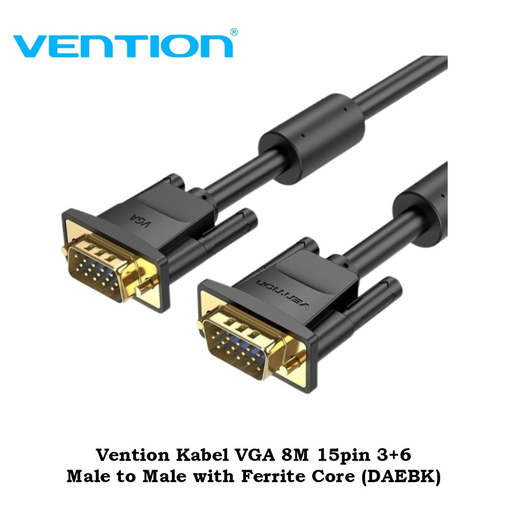 Vention Kabel VGA 8M 15pin 3+6 Male to Male with Ferrite Core (DAEBK)