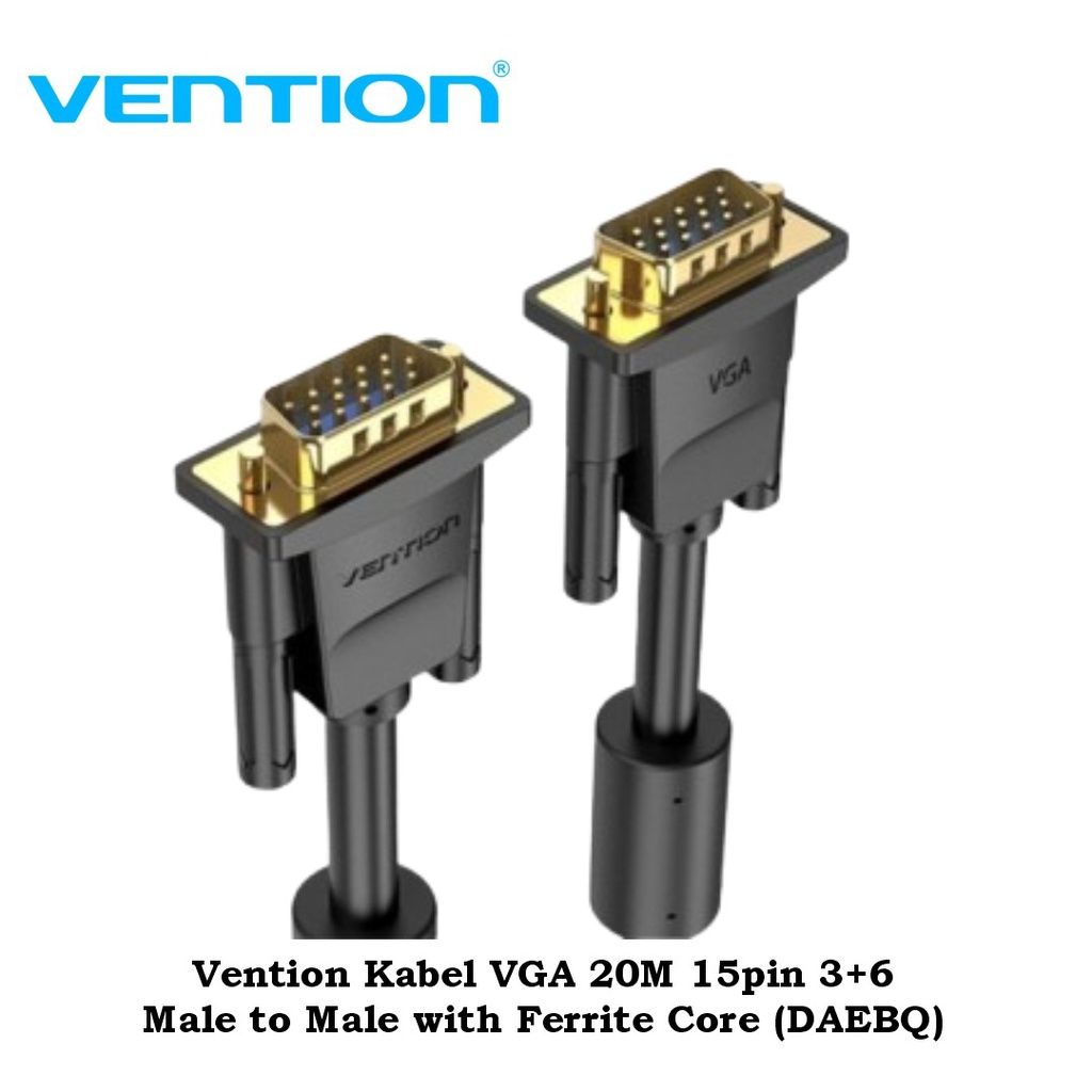 Vention Kabel VGA 20M 15pin 3+6 Male to Male with Ferrite Core (DAEBQ)
