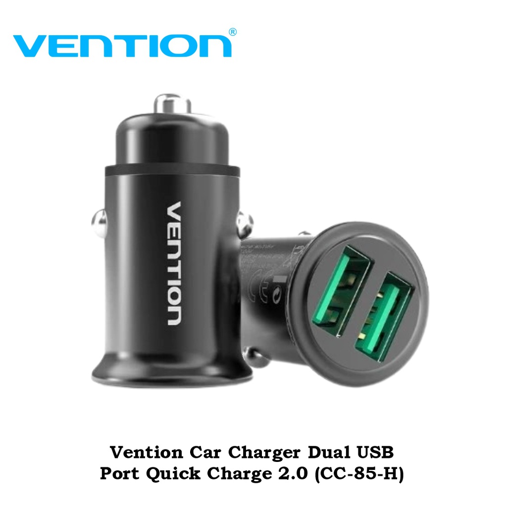 Vention Car Charger Dual USB Port Quick Charge 2.0 (CC-85-H)
