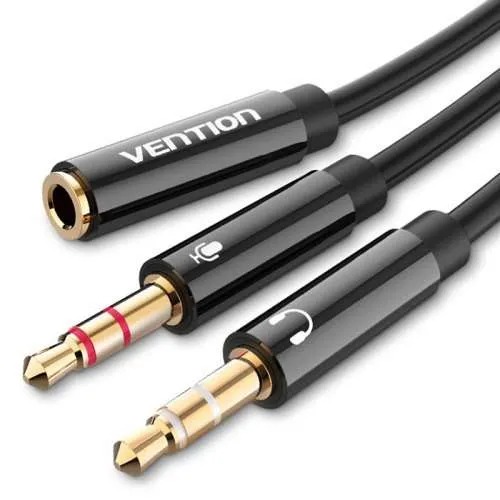 Vention Kabel Audio 3.5mm Female To 2 Male 0.1M Black (BBTBY)