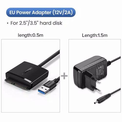 Ugreen CM257 SATA to Usb 3.0 for Hardisk 3.5&quot; 2.5&quot; DVD ROOM 12V - WITH ADAPTOR