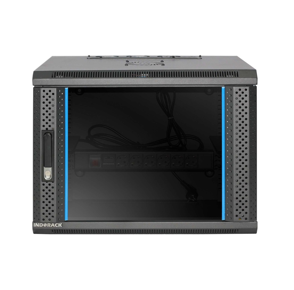 Indorack Rack Server 8U WIR4508S 660MMX535MM Wallmount Rack Single Glass Door