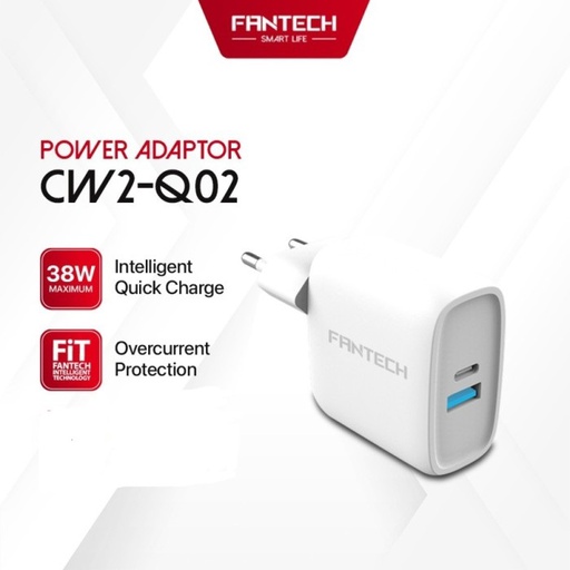 [CHGR-0005] Fantech Adaptor 38W USB-A Type C Quick Charge 3.0 (CW2-Q02)