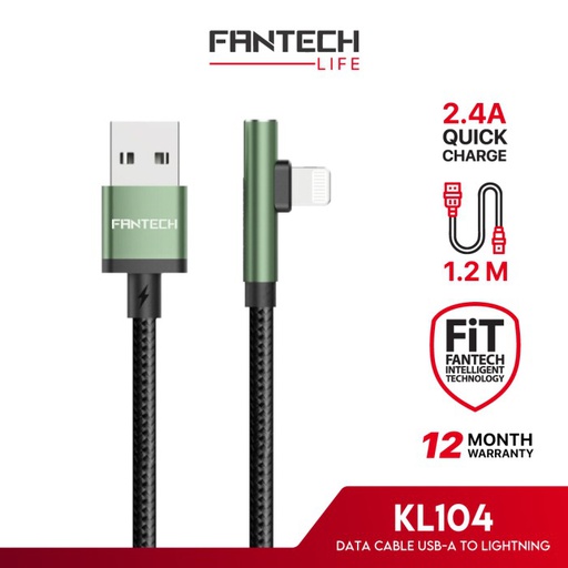 [CBL-0315] Fantech Kabel Data USB-A to Lightning IPhone 120cm L-Plug Type (KL104)