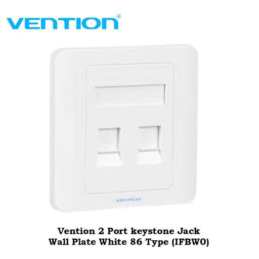 [ACC-0456] Vention 2 Port keystone Jack Wall Plate White 86 Type (IFBW0)