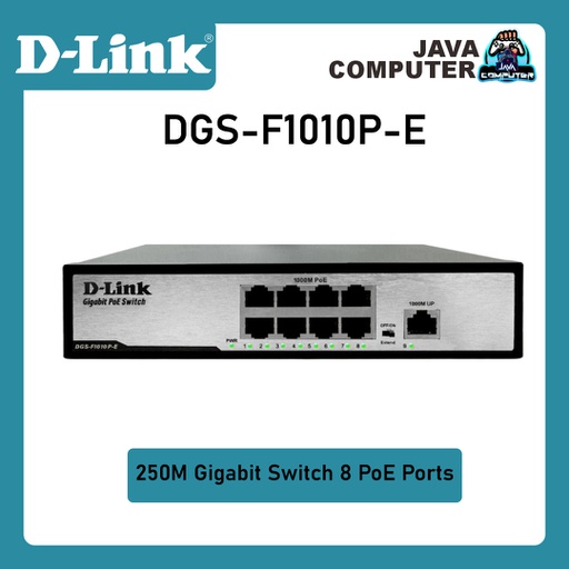 [NET-0240] D-Link DGS-F1010P-E 250M Gigabit Switch 8 PoE Ports