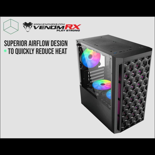 [CASE-0054] VenomRX Valentinos Casing MATX Temper Class 2X14CM RGB Fan