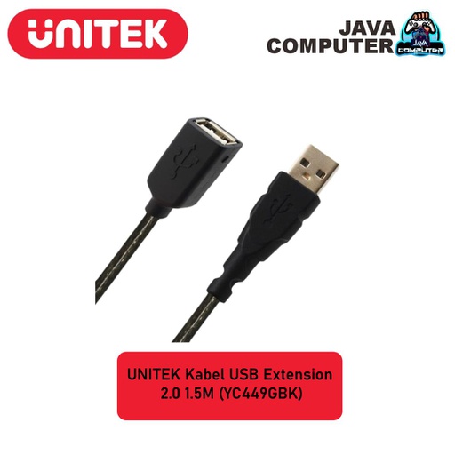 [CBL-0185] UNITEK Kabel USB Extension 2.0 1.5M (YC449GBK)