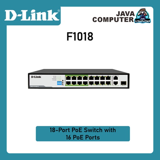 [NET-0249] D-Link DES-F1018P-E 18-Port PoE Switch with 16 PoE Ports