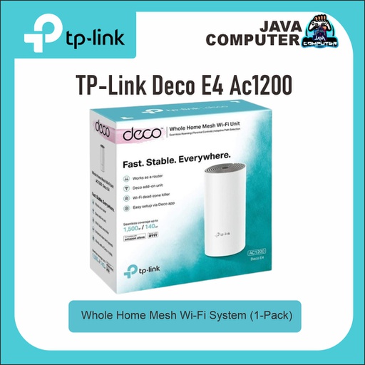 [NET-0301] TP-Link Deco E4 AC1200 Whole Home Mesh Wi-Fi System (1-Pack)