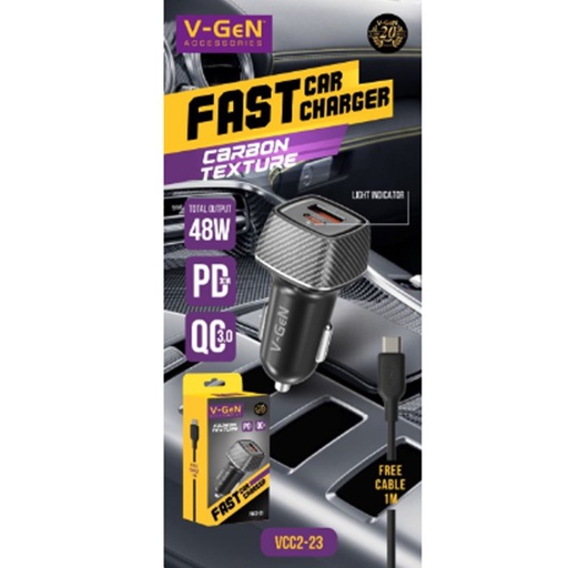 [CHGR-0003] V-Gen VCC2-23 Dual Fast Charging QC 3.0 PD 30W USB Type C